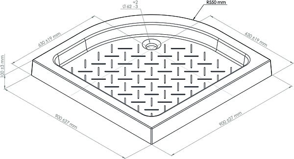 ONDEE - Receveur de douche CERA 2 - 90 x 90 cm - Quart de cercle - large