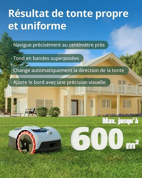 NAVIMOW - Navimow i105E Robot Tondeuse sans Fil périphérique, Recommandé 500 m², RTK+Vision Tondeuse Robot Gazon, IA cartographie Automatique - large
