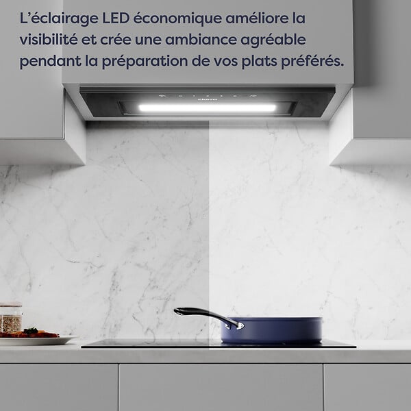 CIARRA - CIARRA Hotte Encastrable 60cm Groupe Filtrant 450m3/h 3 vitesses tactile et geste commande recyclage ou évacuation CD6931BK - large