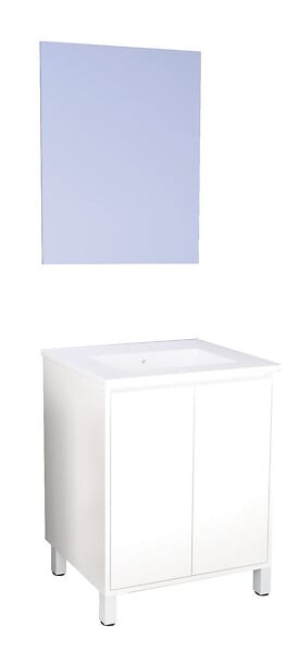 ONDEE - Meuble Salle de Bain BELIS - A poser - Miroir Suspendu - 60cm - Finition Blanc - large