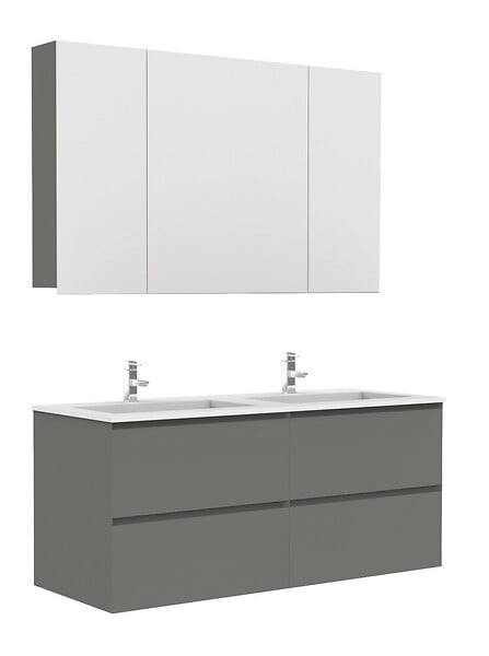 ONDEE - Meuble de salle de bain à suspendre MAX - L120cm - Anthracite - Brillant - Livré monté - large