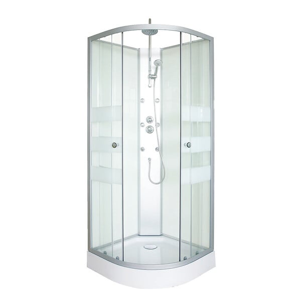 ONDEE - Cabine de douche hydromassante AMELIA - Porte Coulissante - Blanc - 1/4 C - 90cm - large