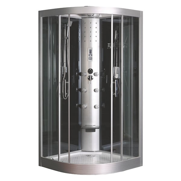 ONDEE - Cabine de douche hydromassante et hydrothérapie - Radio - GALIA - Gris - 1/4 C - 100cm - large