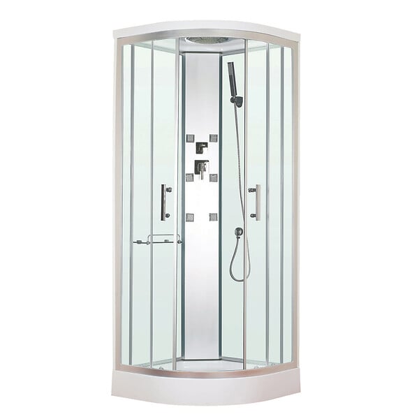 ONDEE - Cabine de douche hydromassante MERIDA - Porte coulissante - quart de cercle 80cm - large