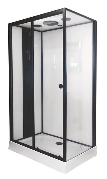 ONDEE - Cabine de douche hydromassante RADIO NOGEA - Sans silicone - Noir mat - 120x80cm - large