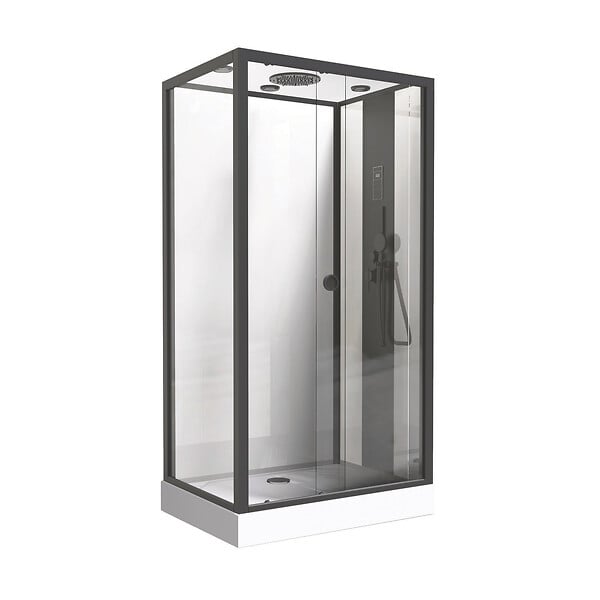 ONDEE - Cabine de douche hydromassante NOGEA SLIM - Sans silicone - Noir mat - 120x70cm - large
