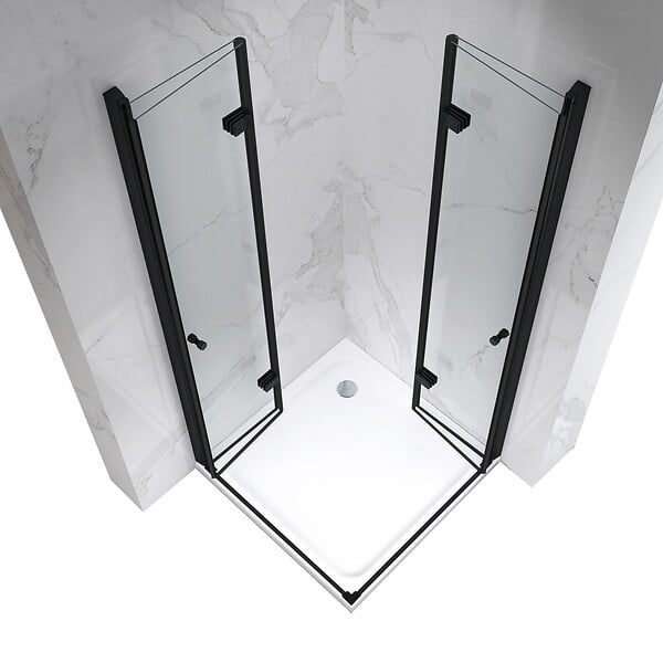 SANIVERRE - ELIZA-BLACK Cabine de douche noire 75x75 cm H.180 pivotante-pliante verre 6 mm - large