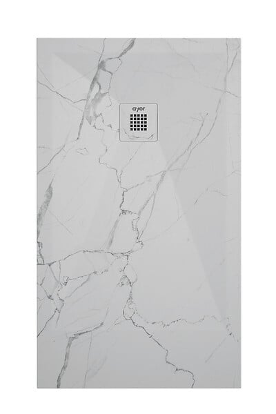 ONDEE - Receveur de douche  NOLA 3 - 70x140x3 - Résine - Marbre blanc - Bonde - Découpable - large