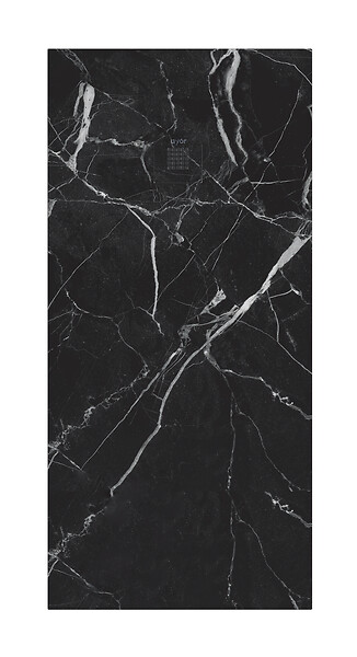 ONDEE - Receveur de douche  NOLA 3 - 90x200x3 - Résine - Marbre noir - Bonde - Découpable - large