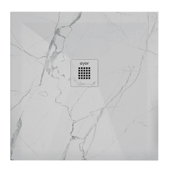ONDEE - Receveur de douche  NOLA 3 - 90x90x3 - Résine - Marbre blanc - Bonde - Découpable - large