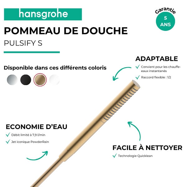 HANSGROHE - Pommeau de douche HANSGROHE Pulsify S 100 EcoSmart bronze brossé - large