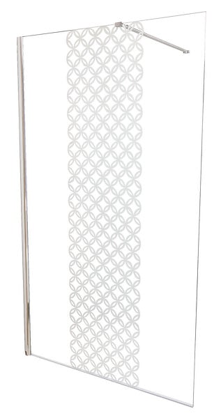 ONDEE - Paroi de douche TAILA - Verre trempé 8mm - Sérigraphie Motif givré - 100x200cm - large