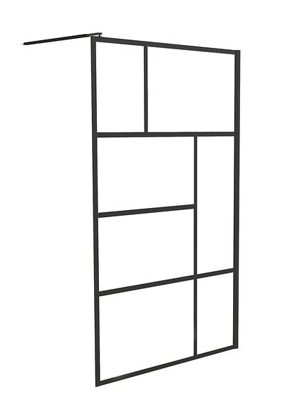 ONDEE - Paroi de douche FABRILIA - Verre trempé 8mm - Finition Noir mat - 120x200cm - large