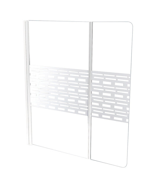 ONDEE - Pare Baignoire CARIBA - 120x140x0,5cm - Verre trempé sérigraphié finition blanc - large
