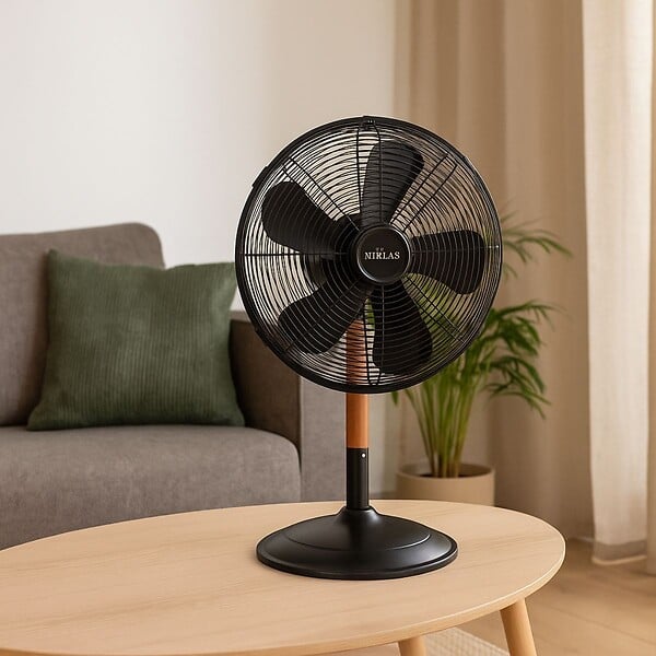 NIKLAS - Ventilateur de Table 60W Mat en Bois - Ventilateur portable 3 Vitesses Hauteur 76cm Tête Réglable NIKLAS - large