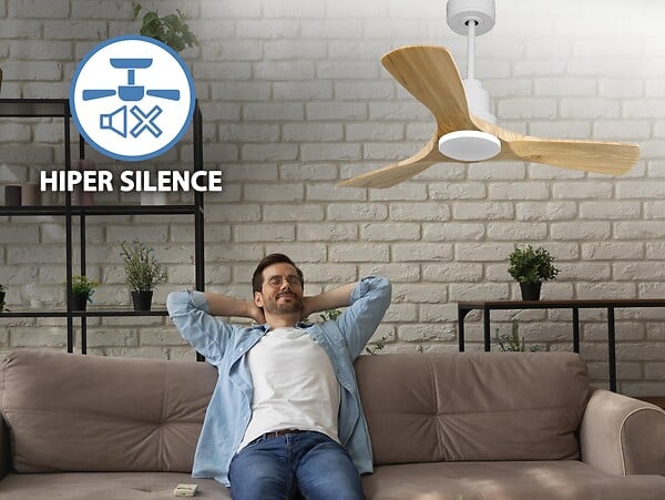 PURLINE - Ventilateur de plafond Réversible  Thermostat Wifi Moteur à courant continu Toits en pente Télécommande Hypersilence Mémoire - large