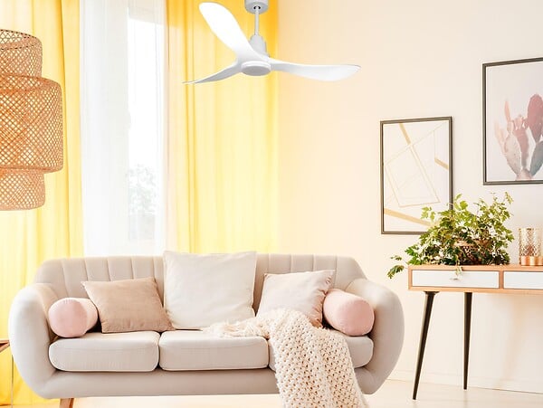 PURLINE - Ventilateur de plafond Réversible  Thermostat Dimmable Wifi Moteur à courant continu Toits en pente Télécommande Lumière à trois tons Hypersilence Mémoire - large