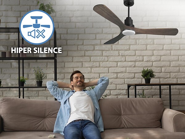 PURLINE - Ventilateur de plafond Réversible  Thermostat Dimmable Wifi Moteur à courant continu Toits en pente Télécommande Lumière à trois tons Hypersilence Mémoire - large