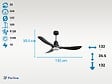 PURLINE - Ventilateur de plafond Réversible  Thermostat Dimmable Wifi Moteur à courant continu Toits en pente Télécommande Lumière à trois tons Hypersilence Mémoire - vignette
