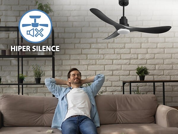 PURLINE - Ventilateur de plafond Réversible  Thermostat Dimmable Wifi Moteur à courant continu Toits en pente Télécommande Lumière à trois tons Hypersilence Mémoire - large