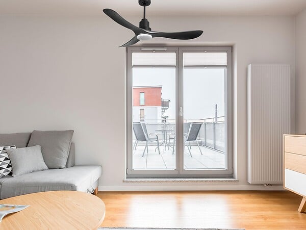 PURLINE - Ventilateur de plafond Réversible  Thermostat Dimmable Wifi Moteur à courant continu Toits en pente Télécommande Lumière à trois tons Hypersilence Mémoire - large