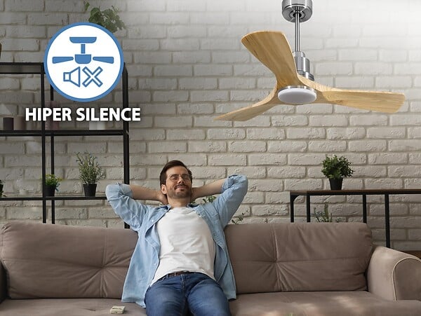 PURLINE - Ventilateur de plafond Réversible  Thermostat Dimmable Wifi Moteur à courant continu Toits en pente Télécommande Lumière à trois tons Hypersilence Mémoire - large