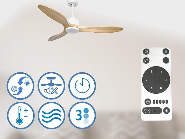 PURLINE - Ventilateur de plafond Réversible  Thermostat Wifi Moteur à courant continu Toits en pente Télécommande Hypersilence Mémoire - large