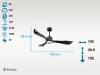 PURLINE - Ventilateur de plafond Réversible  Thermostat Dimmable Wifi Moteur à courant continu Toits en pente Télécommande Lumière à trois tons Adaptateur 2/3 Lames - vignette