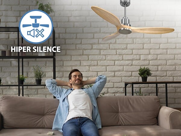 PURLINE - Ventilateur de plafond Réversible  Thermostat Wifi Moteur à courant continu Toits en pente Télécommande Hypersilence Mémoire - large