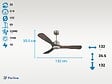 PURLINE - Ventilateur de plafond Réversible  Thermostat Dimmable Wifi Moteur à courant continu Toits en pente Télécommande Lumière à trois tons Hypersilence Mémoire - vignette