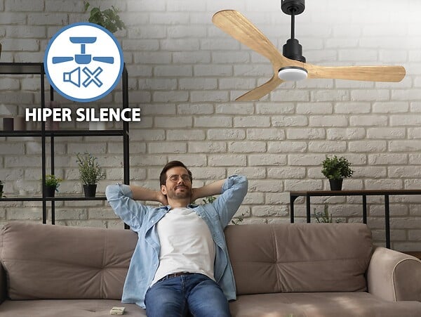 PURLINE - Ventilateur de plafond Réversible  Thermostat Dimmable Wifi Moteur à courant continu Toits en pente Télécommande Lumière à trois tons Hypersilence Mémoire - large