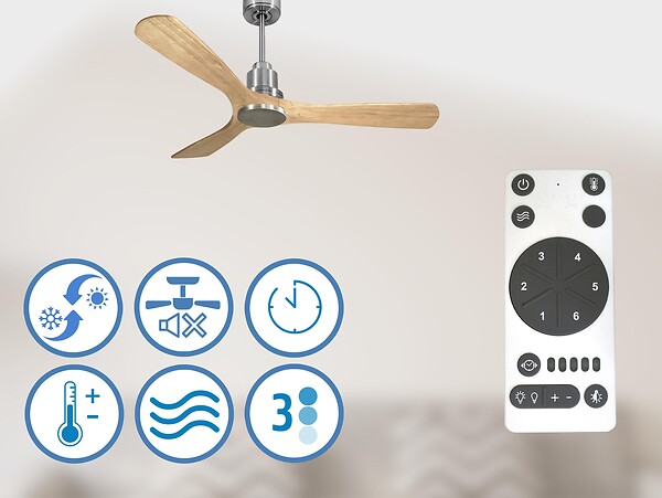 PURLINE - Ventilateur de plafond Réversible  Thermostat Wifi Moteur à courant continu Toits en pente Télécommande Hypersilence Mémoire - large