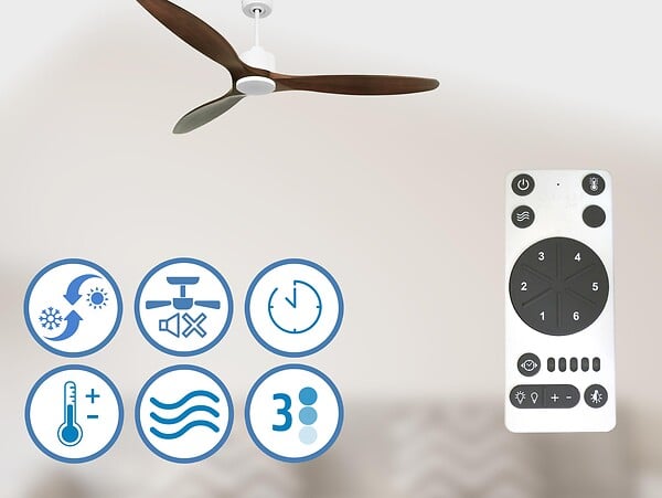 PURLINE - Ventilateur de plafond Réversible  Thermostat Wifi Moteur à courant continu Toits en pente Télécommande Hypersilence Mémoire - large