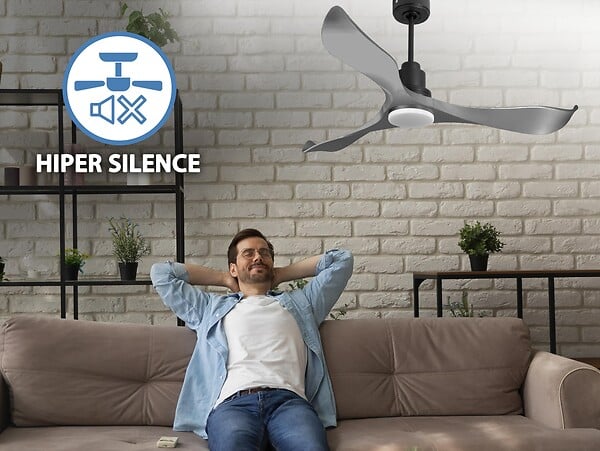 PURLINE - Ventilateur de plafond Réversible  Thermostat Dimmable Wifi Moteur à courant continu Toits en pente Télécommande Lumière à trois tons Mémoire - large