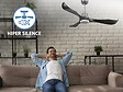 PURLINE - Ventilateur de plafond Réversible  Thermostat Dimmable Wifi Moteur à courant continu Toits en pente Télécommande Lumière à trois tons Adaptateur 2/3 Lames - vignette