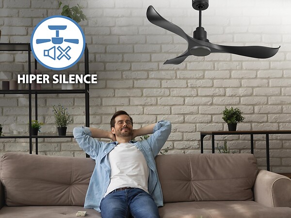 PURLINE - Ventilateur de plafond Réversible  Thermostat Wifi Moteur à courant continu Toits en pente Télécommande Adaptateur 2/3 Lames Hypersilence Mémoire - large