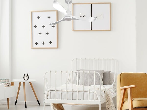 PURLINE - Ventilateur de plafond Réversible  Thermostat Dimmable Wifi Moteur à courant continu Toits en pente Télécommande Lumière à trois tons Adaptateur 2/3 Lames - large