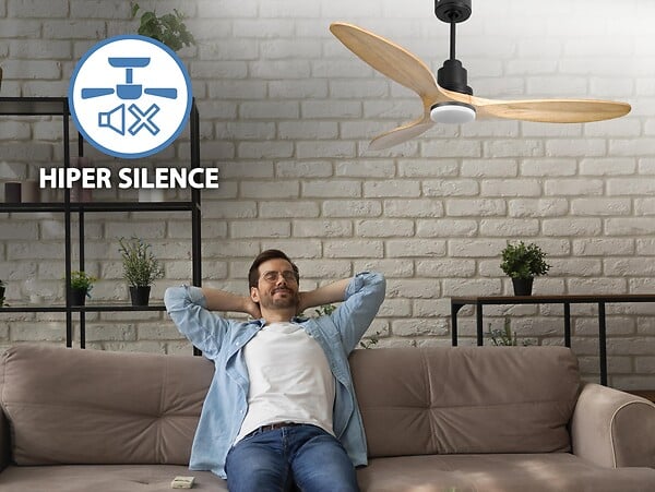 PURLINE - Ventilateur de plafond Réversible  Thermostat Dimmable Wifi Moteur à courant continu Toits en pente Télécommande Lumière à trois tons Hypersilence Mémoire - large
