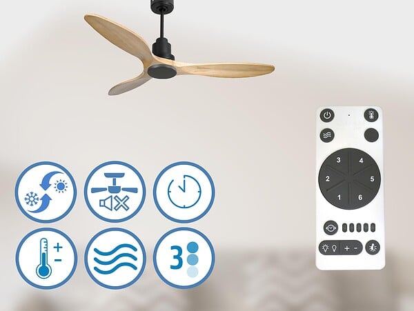 PURLINE - Ventilateur de plafond Réversible  Thermostat Wifi Moteur à courant continu Toits en pente Télécommande Hypersilence Mémoire - large