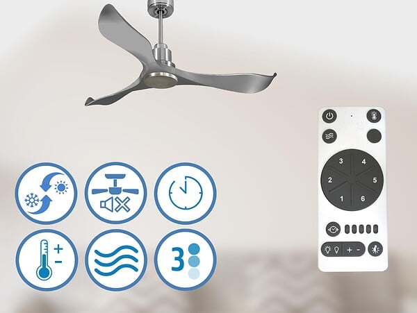 PURLINE - Ventilateur de plafond Réversible  Thermostat Wifi Moteur à courant continu Toits en pente Télécommande Mémoire - large