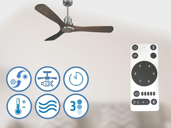 PURLINE - Ventilateur de plafond Réversible  Thermostat Wifi Moteur à courant continu Toits en pente Télécommande Hypersilence Mémoire - large