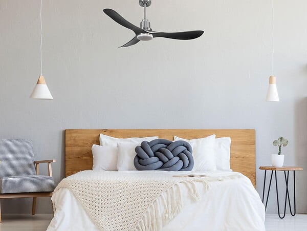PURLINE - Ventilateur de plafond Réversible  Thermostat Dimmable Wifi Moteur à courant continu Toits en pente Télécommande Lumière à trois tons Hypersilence Mémoire - large