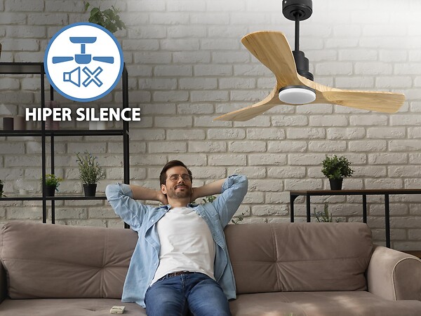 PURLINE - Ventilateur de plafond Réversible  Thermostat Dimmable Wifi Moteur à courant continu Toits en pente Télécommande Lumière à trois tons Hypersilence Mémoire - large