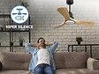 PURLINE - Ventilateur de plafond Réversible  Thermostat Dimmable Wifi Moteur à courant continu Toits en pente Télécommande Lumière à trois tons Hypersilence Mémoire - vignette