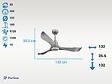 PURLINE - Ventilateur de plafond Réversible  Thermostat Dimmable Wifi Moteur à courant continu Toits en pente Télécommande Lumière à trois tons Mémoire - vignette
