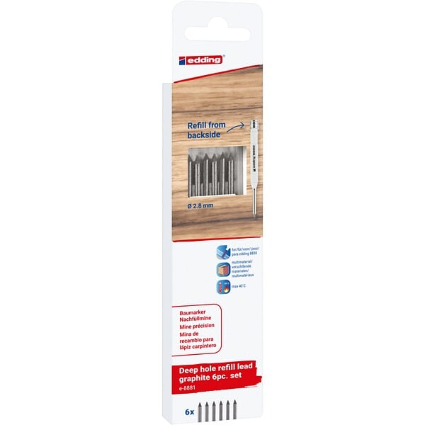 EDDING - Recharge 6 mines graphite 2,8mm - Porte-mine e-8880 - large