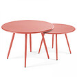 OVIALA - Table basse de jardin ronde en métal argile 50 cm - Palavas - vignette