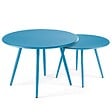 OVIALA - Table basse de jardin ronde en métal bleu pacific 40 cm - Palavas - vignette