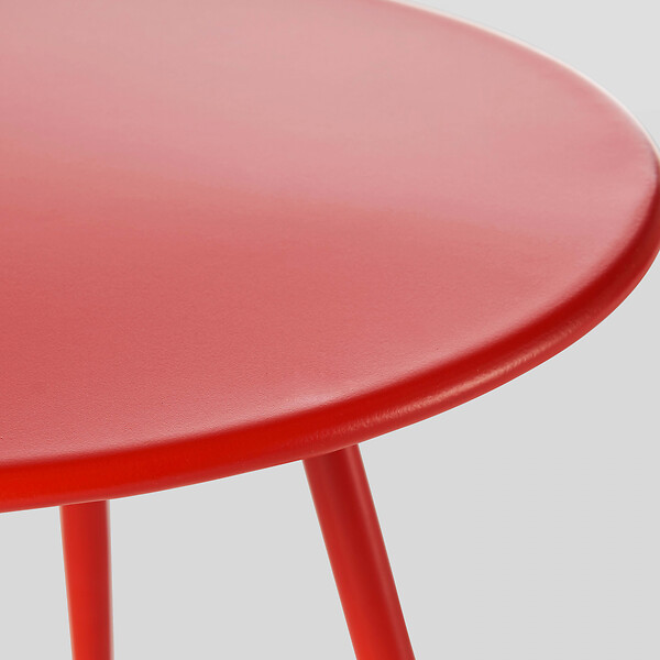 OVIALA - Table basse de jardin ronde en métal rouge 50 cm - Palavas - large
