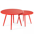 OVIALA - Table basse de jardin ronde en métal rouge 50 cm - Palavas - vignette